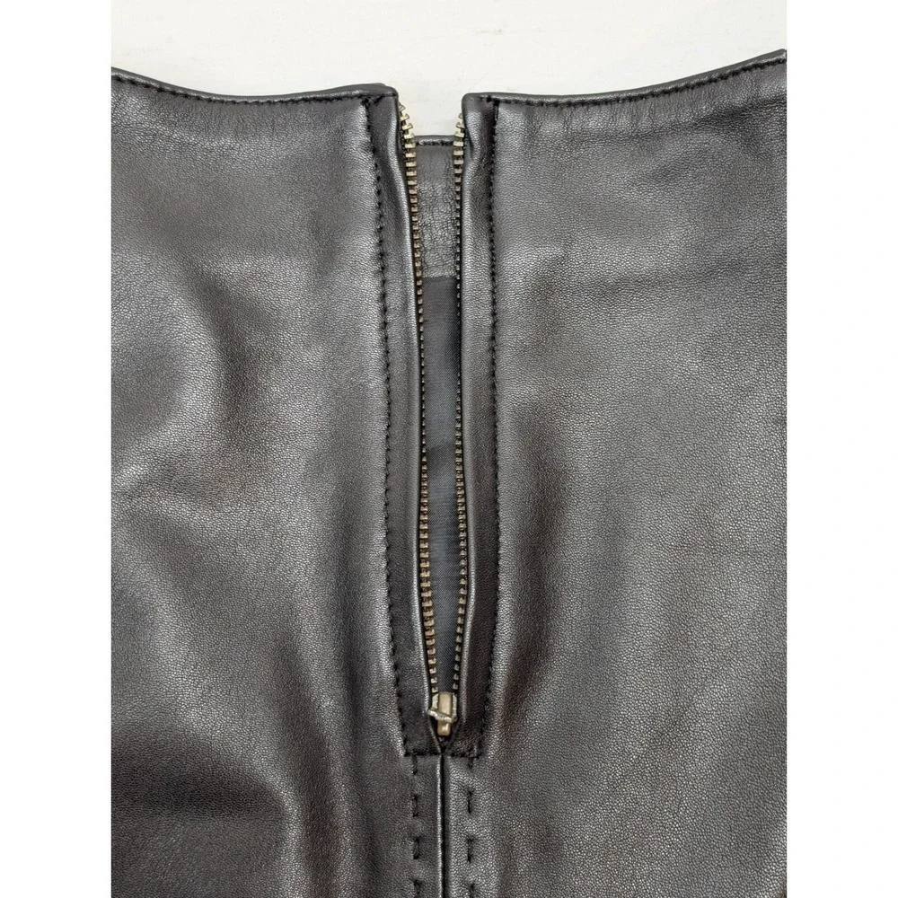 Petite Sophisticate Skirt Women Sz 4 Dark Brown Leather Zip Lined Goth Y2K Chic